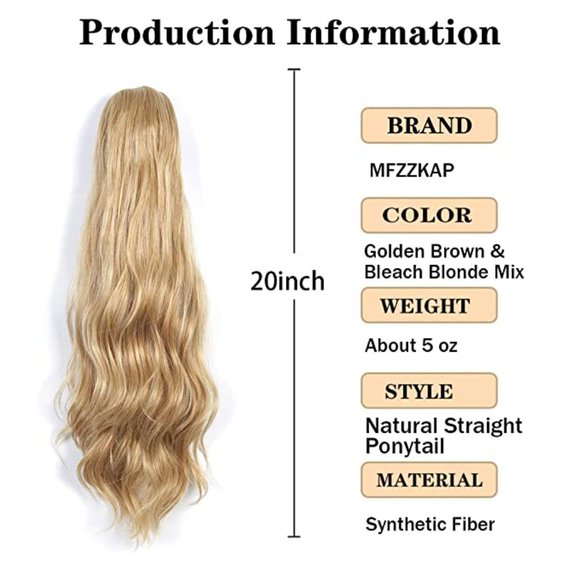 Blonde Ponytail, Long Wavy Ponytail Claw Clip Extension - Picture 5 of 6